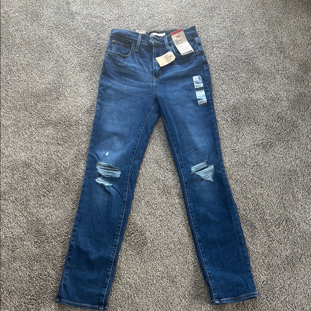 Levi's Blue Skinny Jeans with Modern Distressing